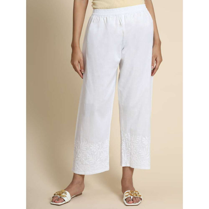 HOUSE OF KARI Hok Chikankari White Cotton Pant