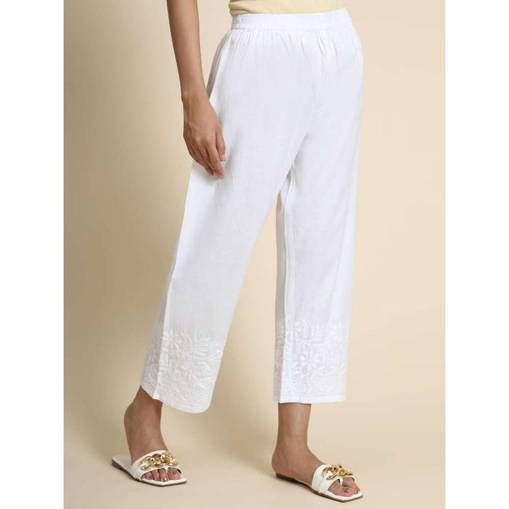 HOUSE OF KARI Hok Chikankari White Cotton Pant