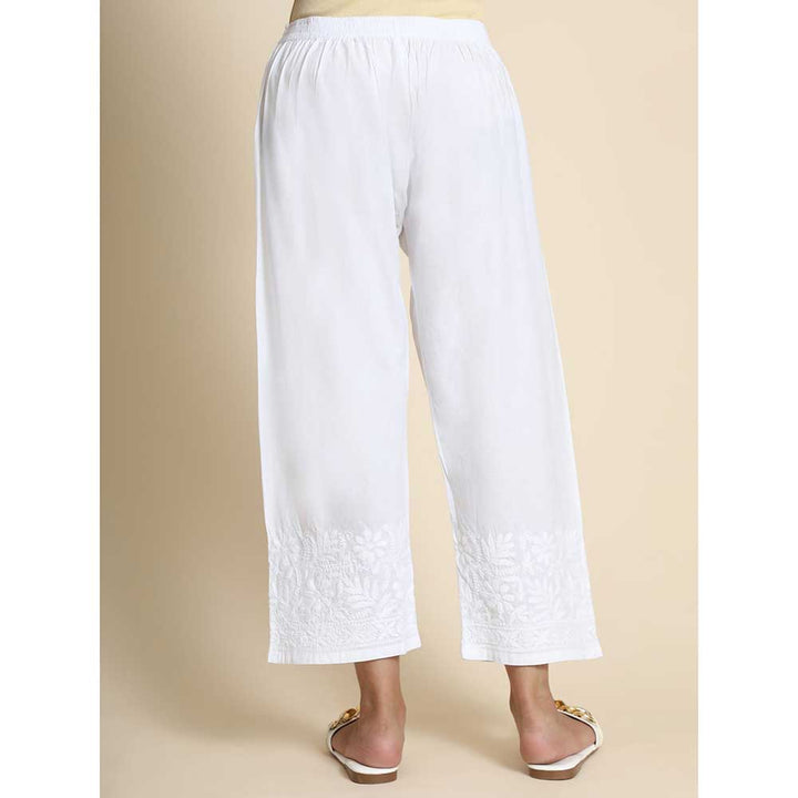 HOUSE OF KARI Hok Chikankari White Cotton Pant