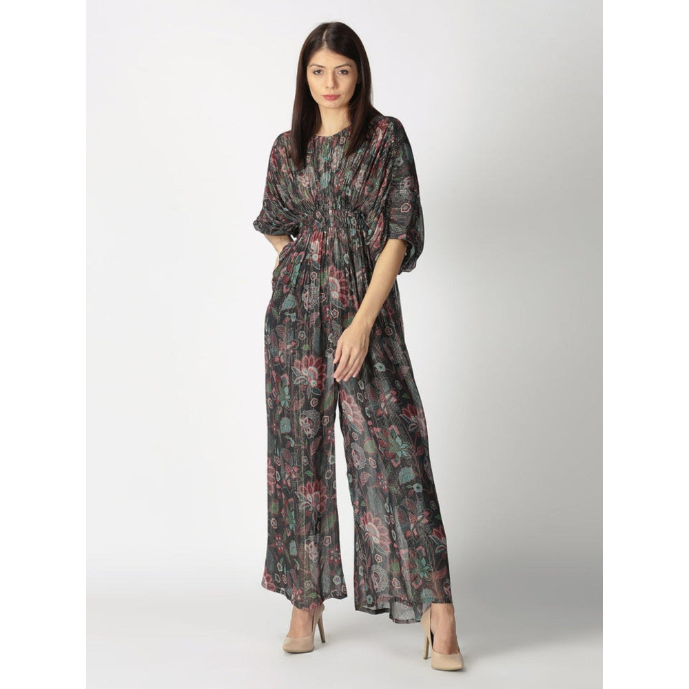 House of Soi Black Printed Shimmer Jumpsuits