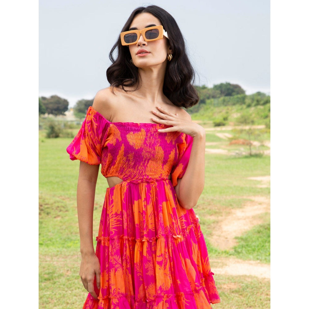House of Soi Pink Printed Tier Dress
