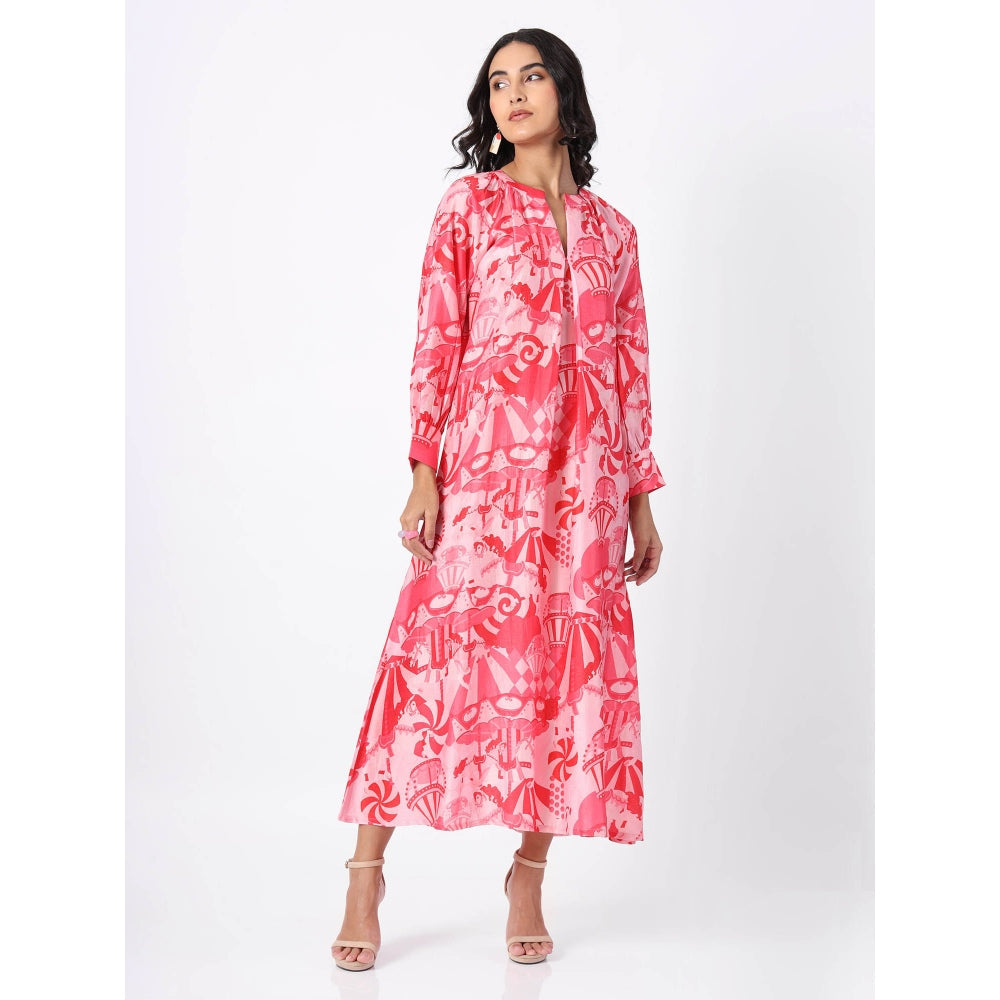 House of Soi Pink Printed Tunic Maxi Dress