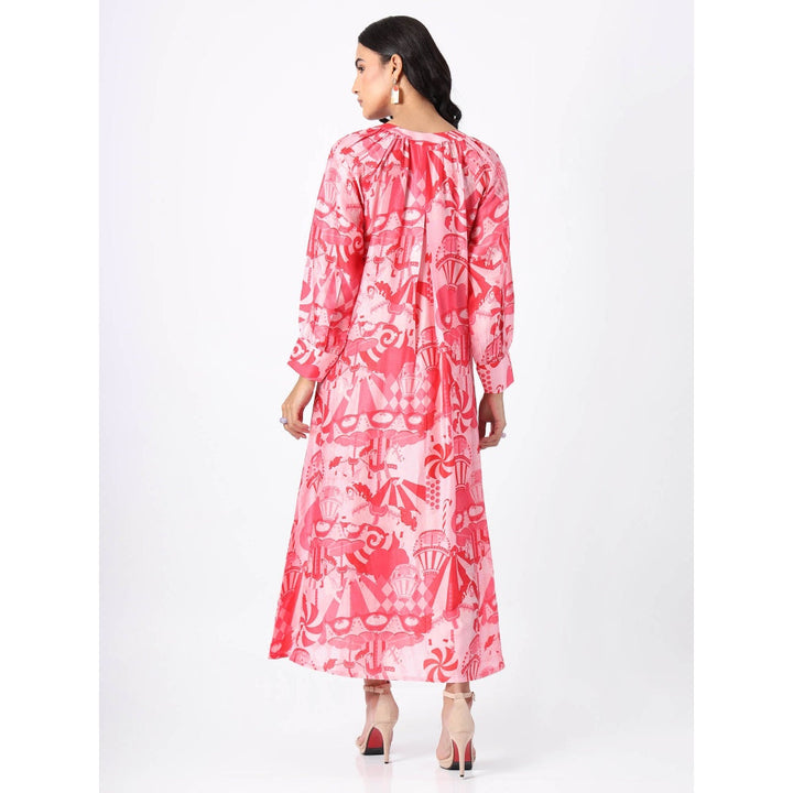 House of Soi Pink Printed Tunic Maxi Dress