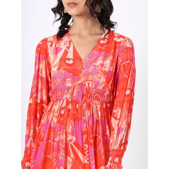 House of Soi Pink Valentino Printed Short Dress