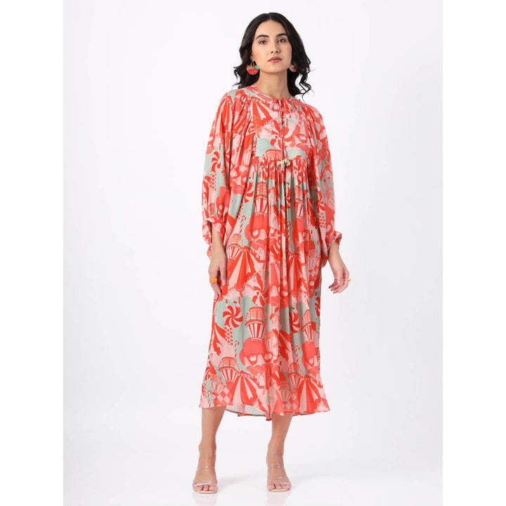 House of Soi Green and Orange Willow Dress
