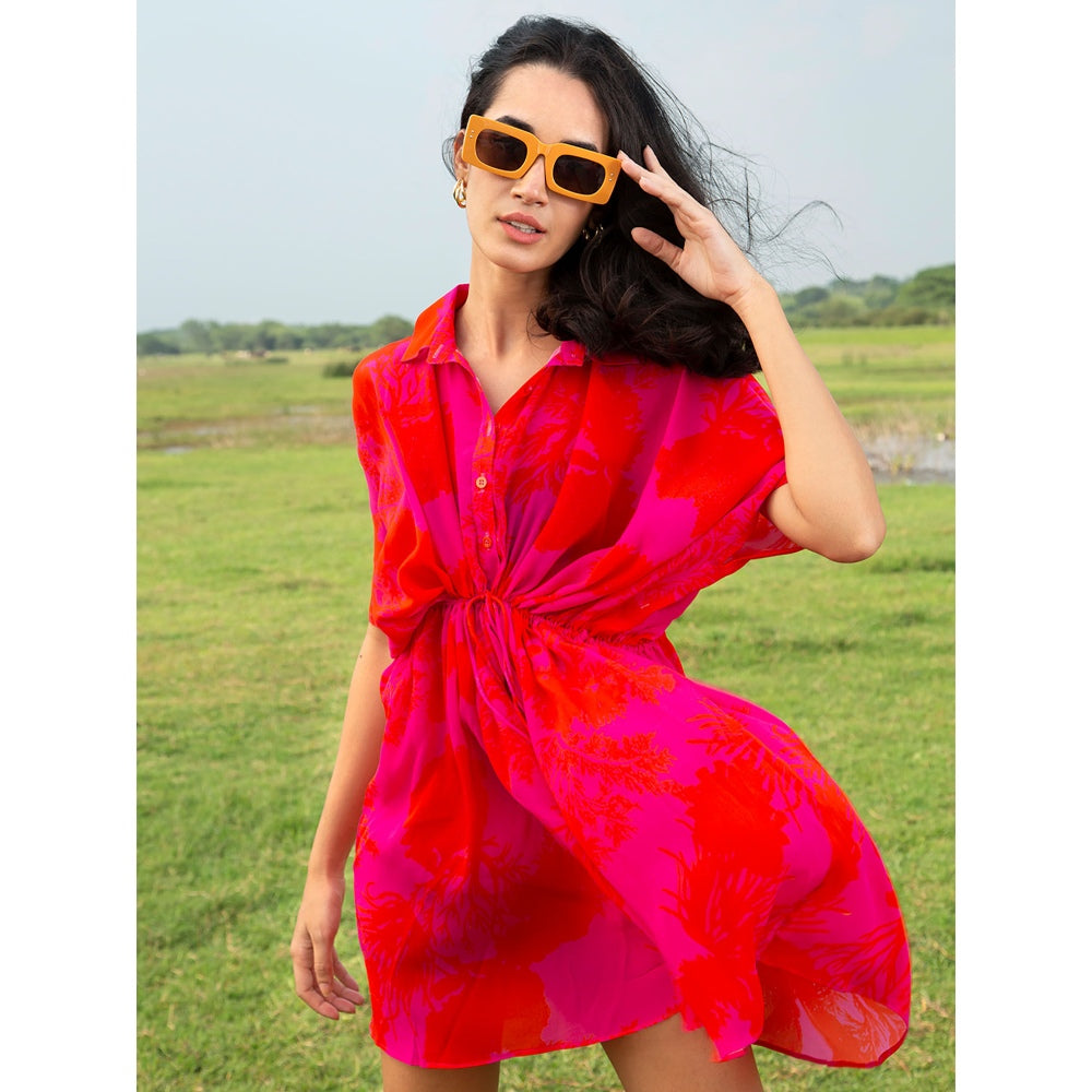 House of Soi Pink Poppy Printed Dress