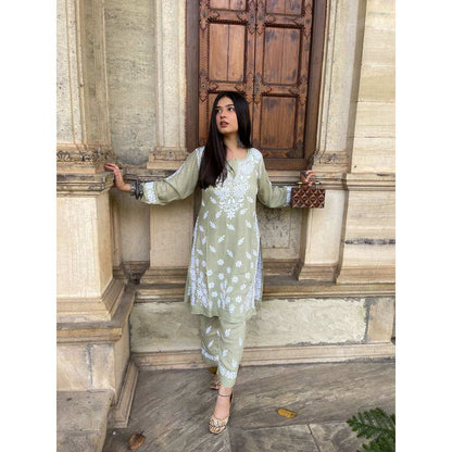 House of Chikankari Bushra Chikankari Modal Straight Kurta (Set of 2)