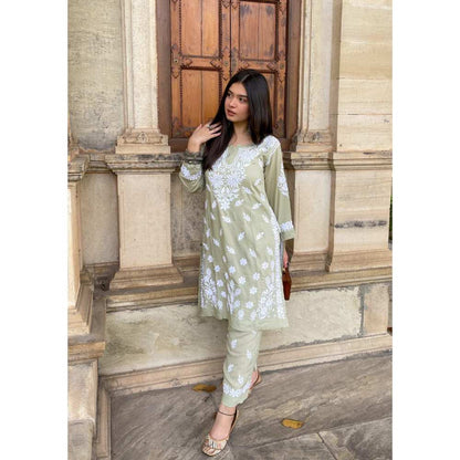 House of Chikankari Bushra Chikankari Modal Straight Kurta (Set of 2)