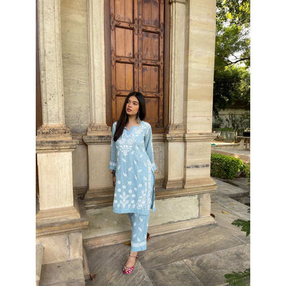 House of Chikankari Bushra Chikankari Modal Straight Kurta (Set of 2)