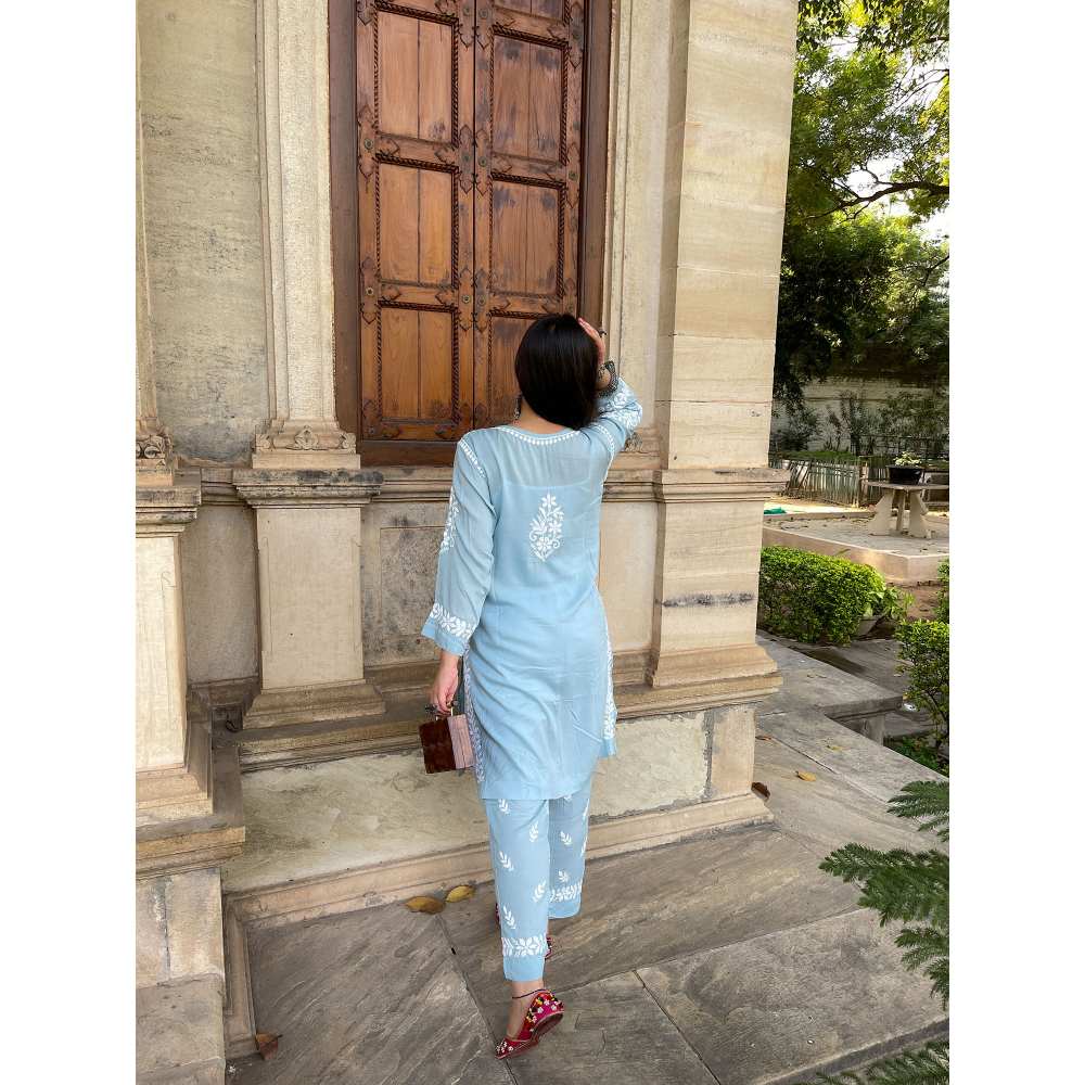 House of Chikankari Bushra Chikankari Modal Straight Kurta (Set of 2)