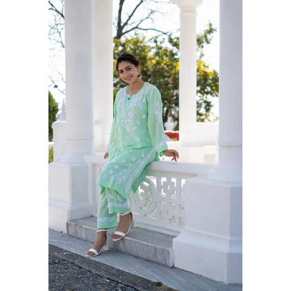 House of Chikankari Bushra Chikankari Modal Straight Kurta (Set of 2)
