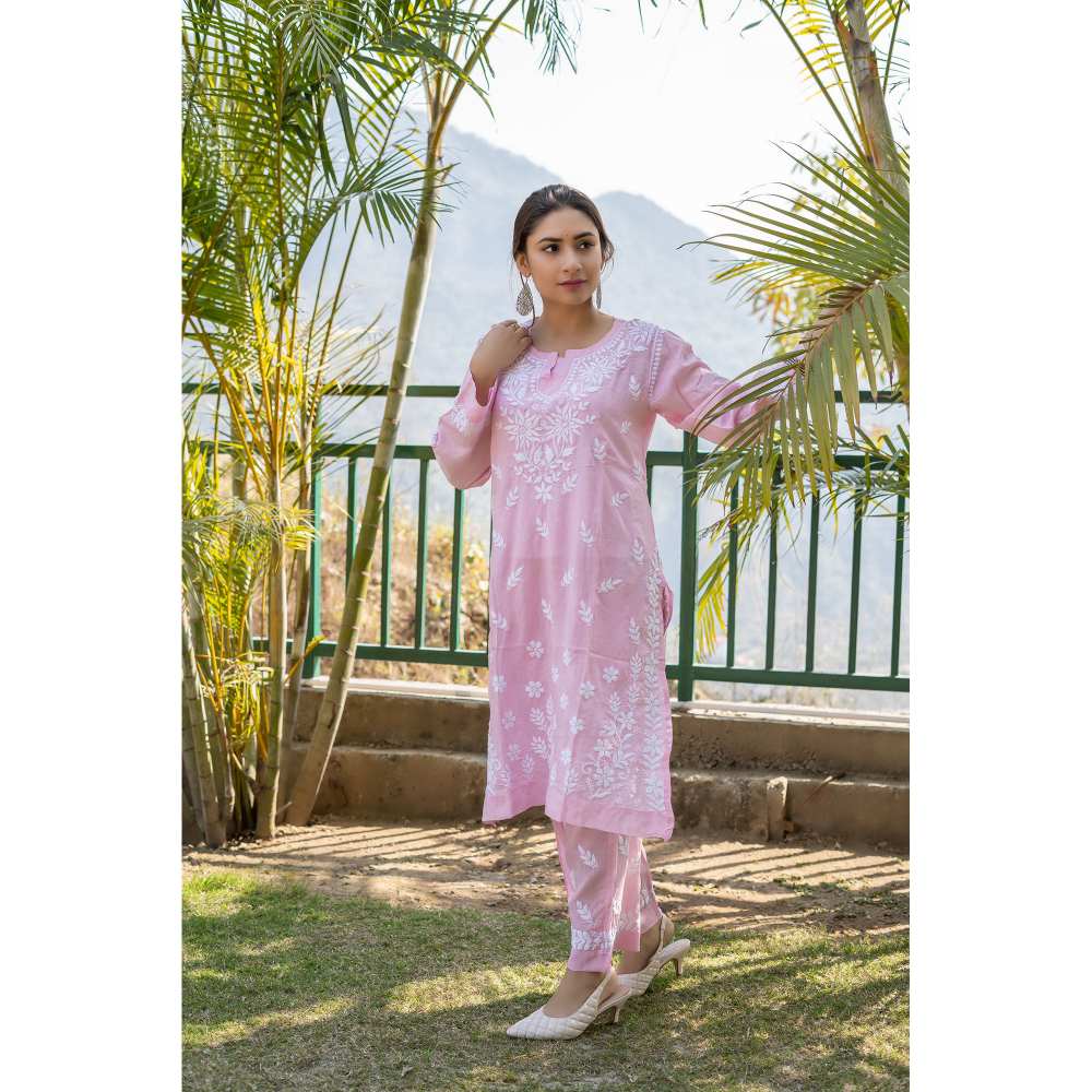 House of Chikankari Bushra Chikankari Modal Straight Kurta (Set of 2)
