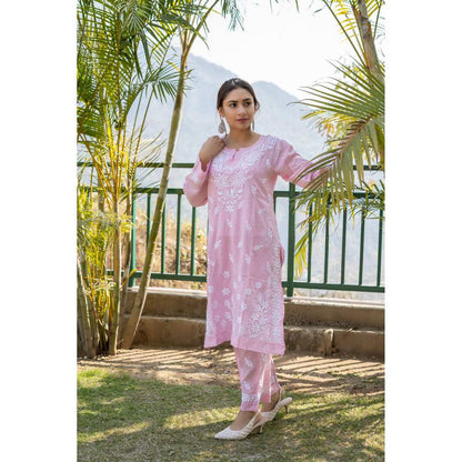 House of Chikankari Bushra Chikankari Modal Straight Kurta (Set of 2)