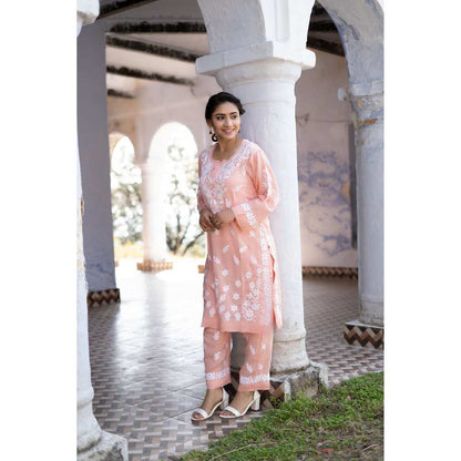 House of Chikankari Bushra Chikankari Modal Straight Kurta (Set of 2)