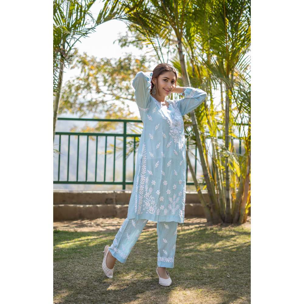 House of Chikankari Bushra Chikankari Modal Straight Kurta (Set of 2)