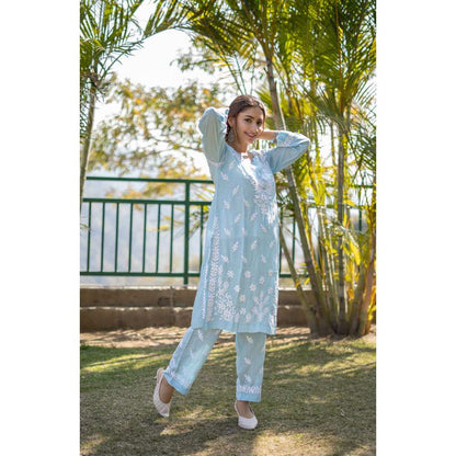 House of Chikankari Bushra Chikankari Modal Straight Kurta (Set of 2)