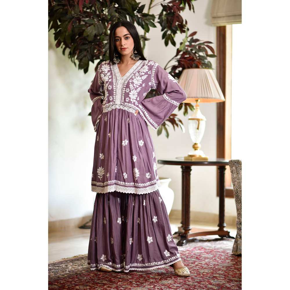 House of Chikankari Zuma Chikankari Modal Gharara (Set of 2)