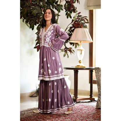 House of Chikankari Zuma Chikankari Modal Gharara (Set of 2)