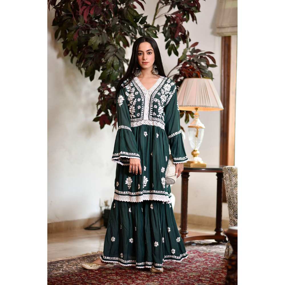 House of Chikankari Zuma Chikankari Modal Gharara (Set of 2)