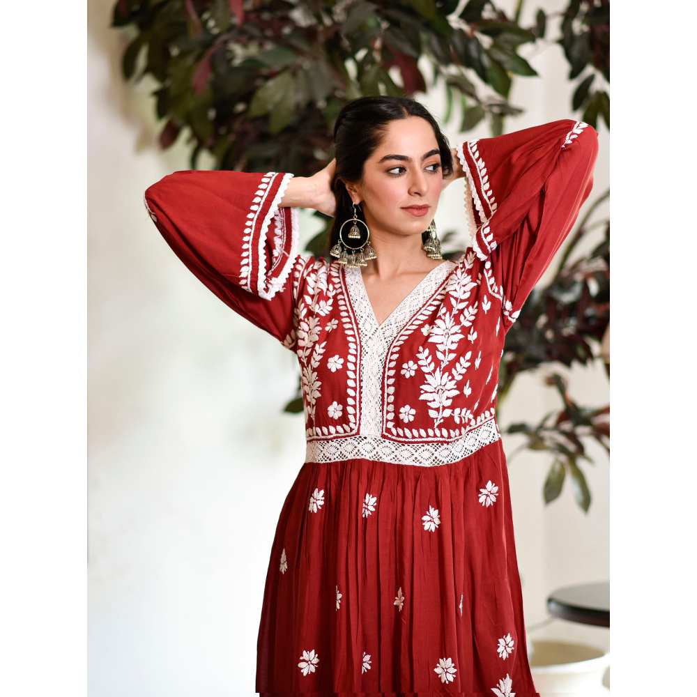 House of Chikankari Zuma Chikankari Modal Gharara (Set of 2)