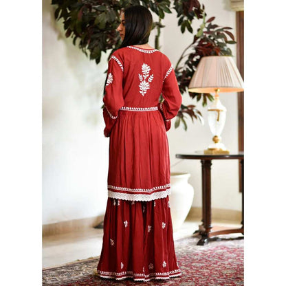 House of Chikankari Zuma Chikankari Modal Gharara (Set of 2)
