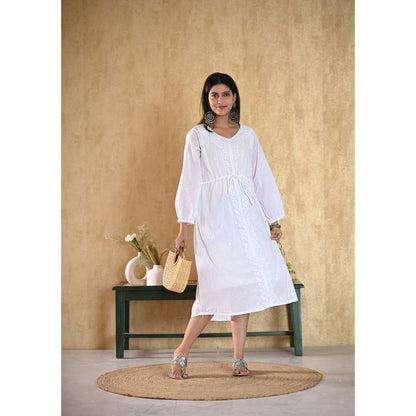House of Chikankari Jadeed Chikankari Cotton A-Line Dress