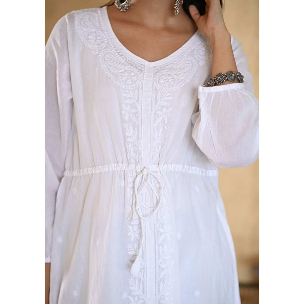 House of Chikankari Jadeed Chikankari Cotton A-Line Dress