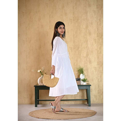 House of Chikankari Jadeed Chikankari Cotton A-Line Dress
