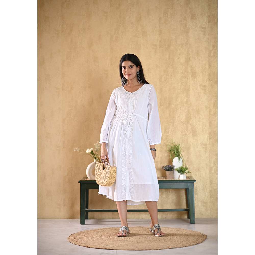 House of Chikankari Jadeed Chikankari Cotton A-Line Dress