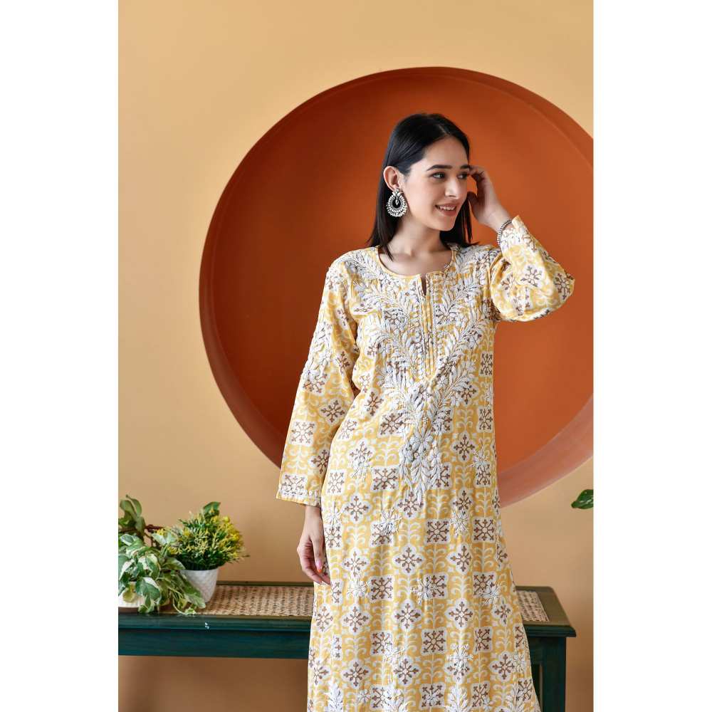 House of Chikankari Rihana Chikankari Rayon Straight Palazzo (Set of 2)