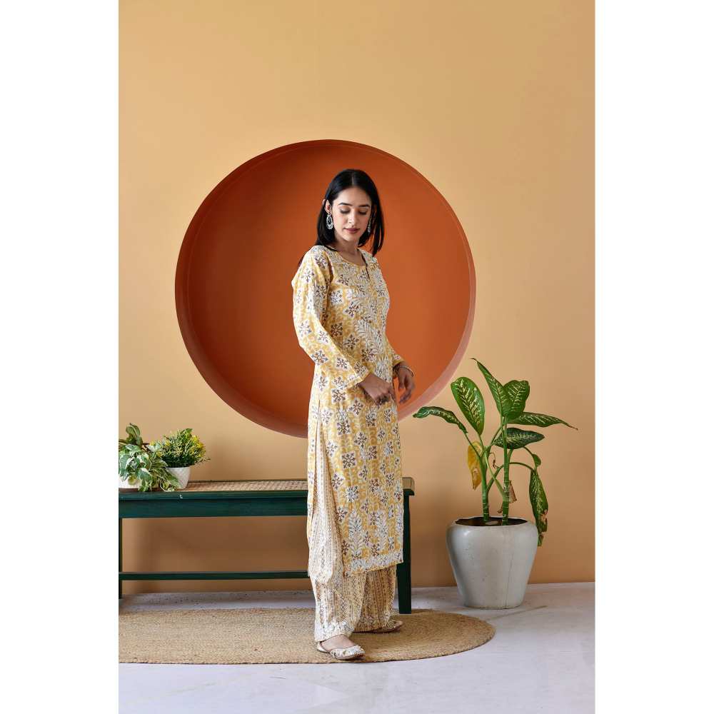 House of Chikankari Rihana Chikankari Rayon Straight Palazzo (Set of 2)