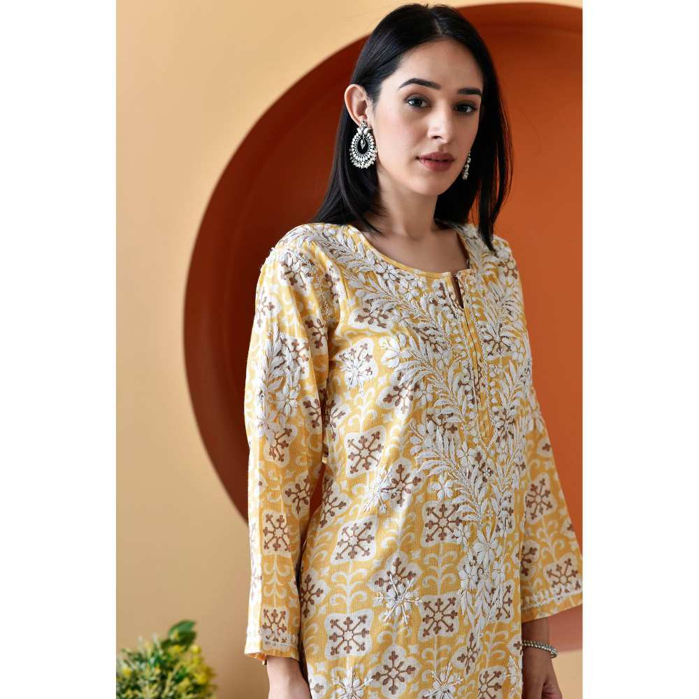 House of Chikankari Rihana Chikankari Rayon Straight Palazzo (Set of 2)