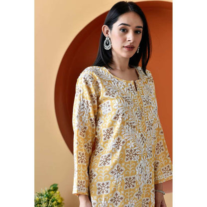 House of Chikankari Rihana Chikankari Rayon Straight Palazzo (Set of 2)
