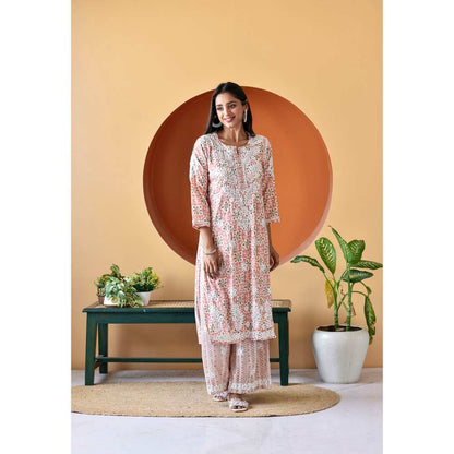 House of Chikankari Rihana Chikankari Rayon Straight Palazzo (Set of 2)