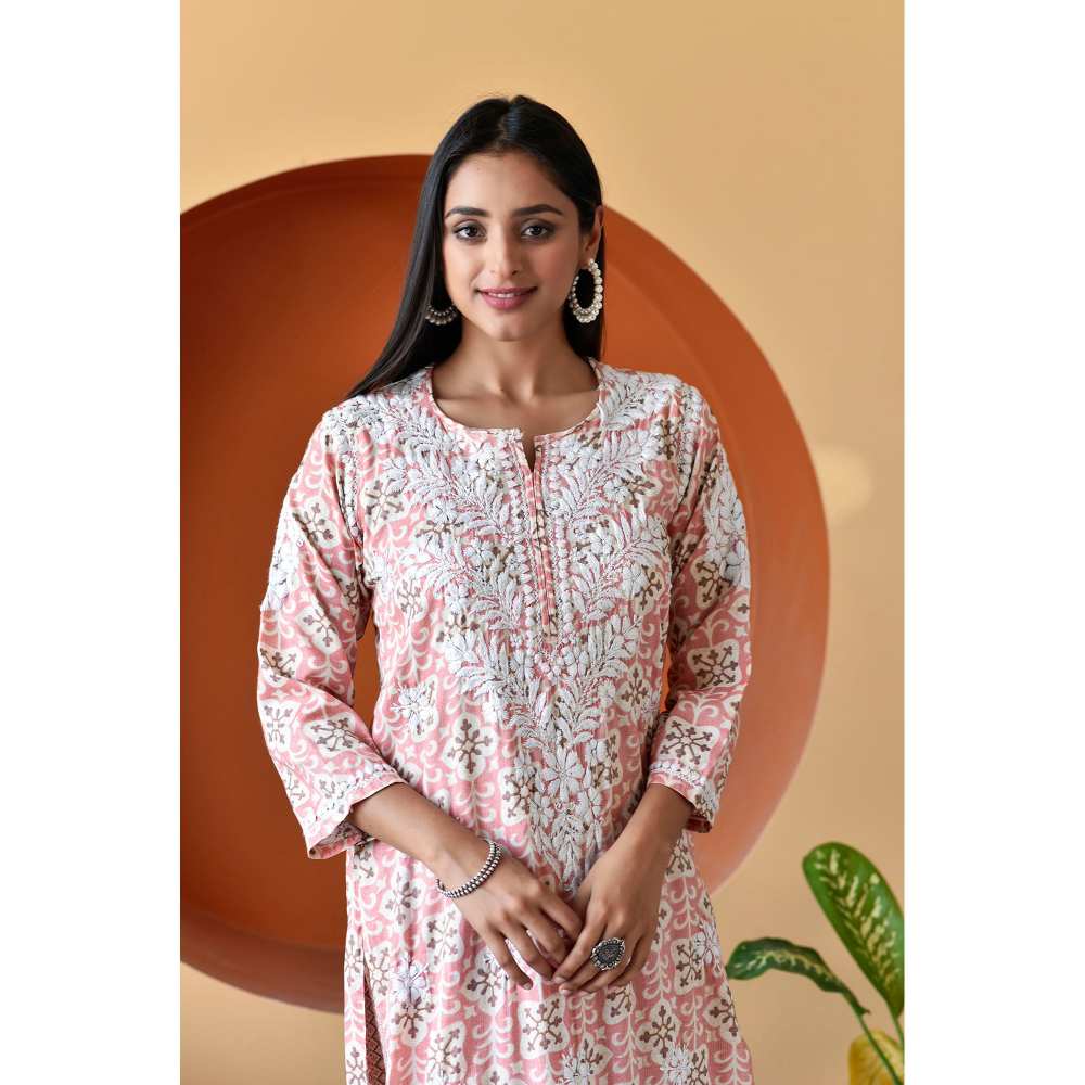 House of Chikankari Rihana Chikankari Rayon Straight Palazzo (Set of 2)