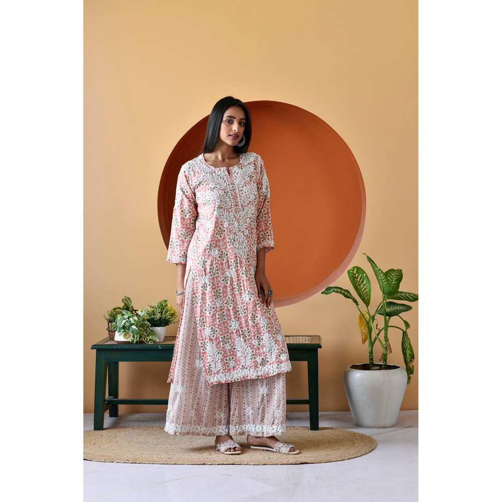 House of Chikankari Rihana Chikankari Rayon Straight Palazzo (Set of 2)