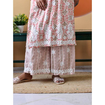 House of Chikankari Rihana Chikankari Rayon Straight Palazzo (Set of 2)