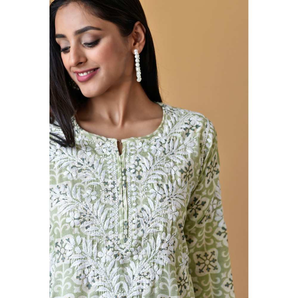 House of Chikankari Rihana Chikankari Rayon Straight Palazzo (Set of 2)