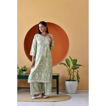 House of Chikankari Rihana Chikankari Rayon Straight Palazzo (Set of 2)