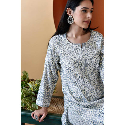 House of Chikankari Rihana Chikankari Rayon Straight Palazzo (Set of 2)