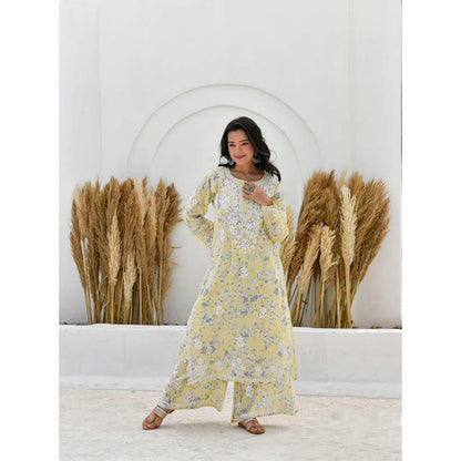 House of Chikankari Kamilah Chikankari Mulmul Straight Kurta (Set of 2)