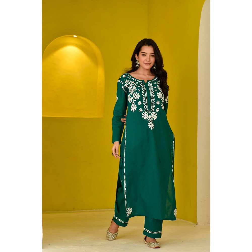 House of Chikankari Juhaina Chikankari Cotton Straight (Set of 2)
