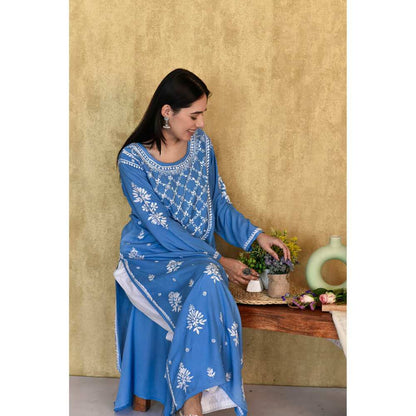 House of Chikankari Husniya Chikankari Modal Straight Kurta