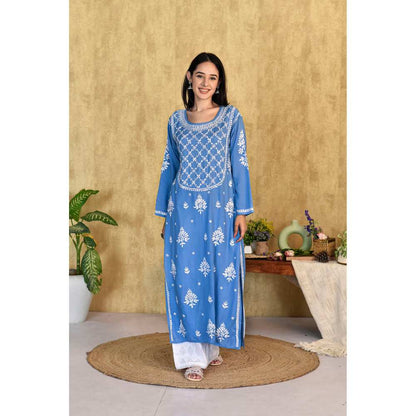 House of Chikankari Husniya Chikankari Modal Straight Kurta