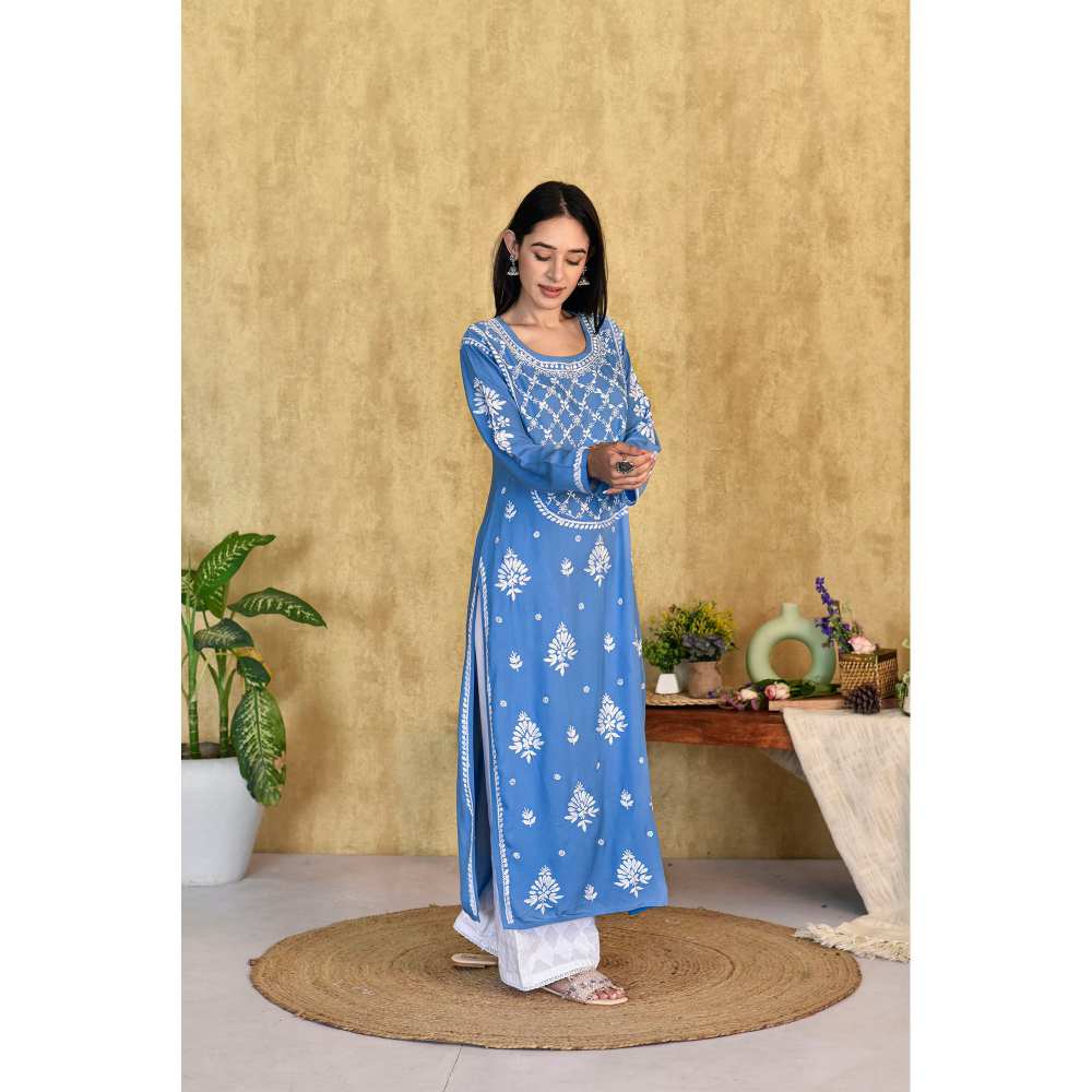 House of Chikankari Husniya Chikankari Modal Straight Kurta