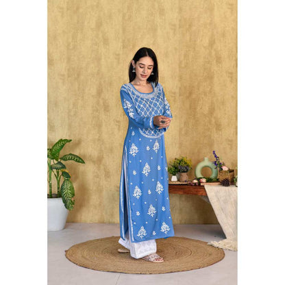 House of Chikankari Husniya Chikankari Modal Straight Kurta