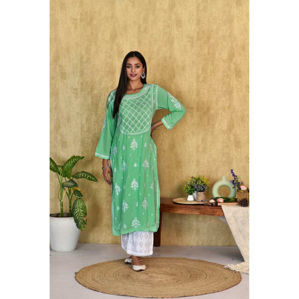 House of Chikankari Husniya Chikankari Modal Straight Kurta