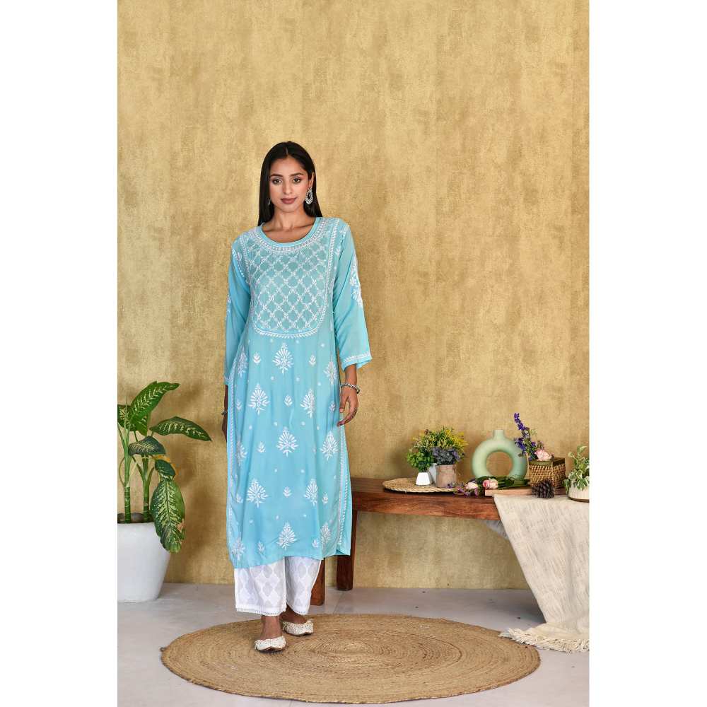 House of Chikankari Husniya Chikankari Modal Straight Kurta