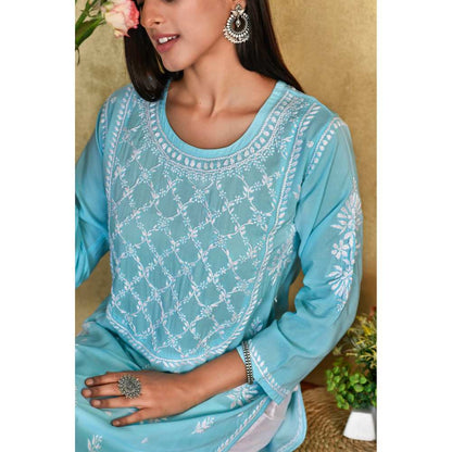 House of Chikankari Husniya Chikankari Modal Straight Kurta