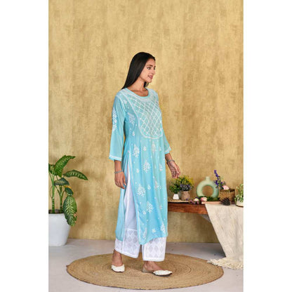 House of Chikankari Husniya Chikankari Modal Straight Kurta